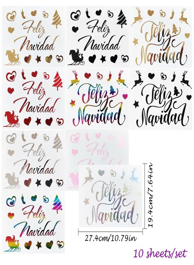 Mimeile Christmas Balloons Stickers Feliz Navidad Bobo Balloon Decals Spanish Merry Christmas DIY Letter Paster Colorful Party Decoration Supplies 10Pcs - Image 2